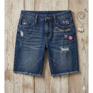 ❤️Rock & Republic Size 10 Patriotic USA Distressed Jean Shorts Americana❤️